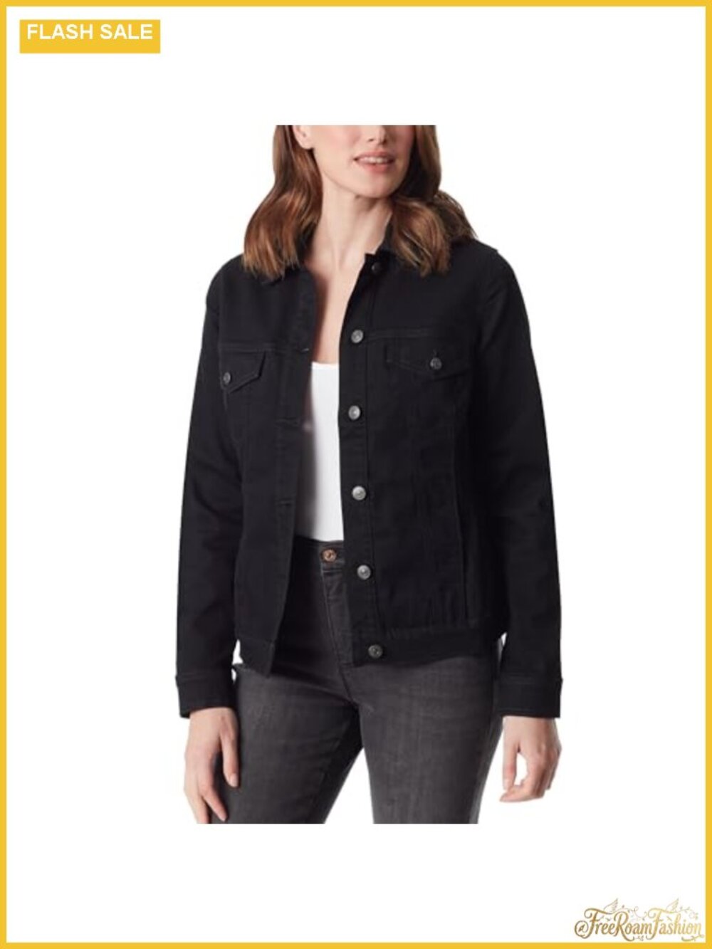 Women's Classic Denim Jean Jacket Regular Fit Cotton Blend Button Front